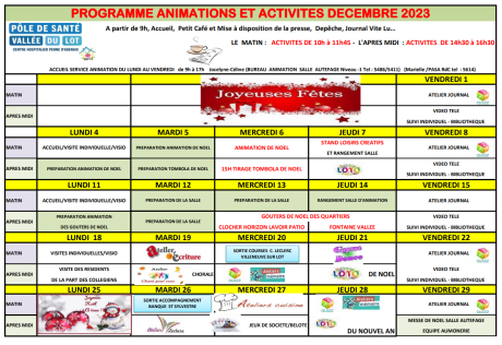 Animations - décembre 2023